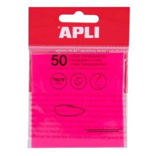 Blok APLI samoljepljivi 75x75mm rozi transparent 50L