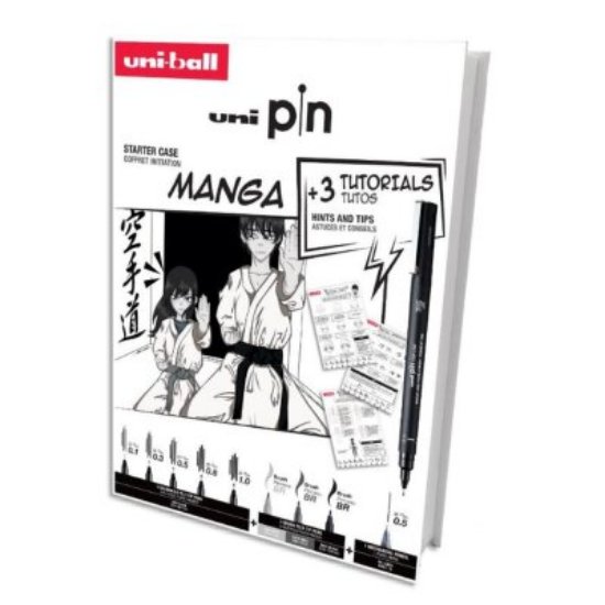 Marker UNI pin set (gift set 8kom) Manga s tutorijalom + tehnička olovka M5-228 (0,5)