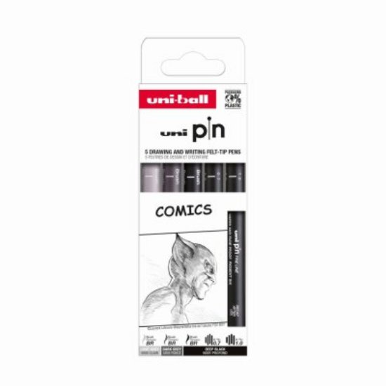 Marker UNI pin set Comics 0,7/1,0/BR, svijetlo sivi BR, tamno sivi BR mm crni