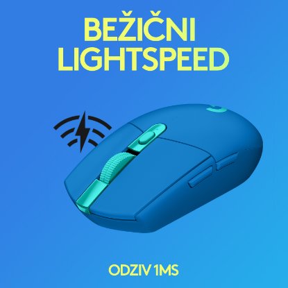 Miš LOGITECH Gaming G305 Lightspeed, bežični, optički, 12000dpi, plavi, USB
