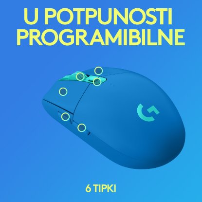 Miš LOGITECH Gaming G305 Lightspeed, bežični, optički, 12000dpi, plavi, USB