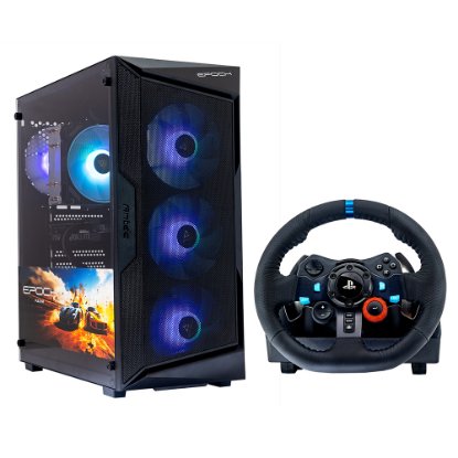 Računalo EPOCH Pulsar / Ryzen 5 7500F, 16GB DDR5, 1TB SSD NVMe, nVidia GeForce RTX 4060 Ti 8GB, WiFi, Windows 11, crno + Volan Logitech G29