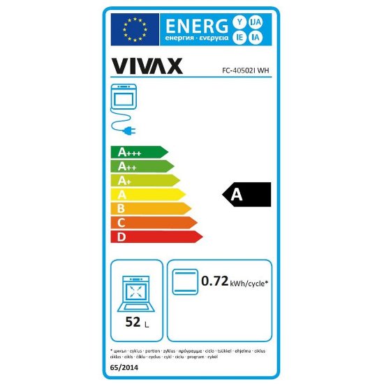 Plinski štednjak VIVAX HOME FC-40502I WH, 4x plin, energetski razred A, bijeli