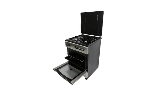 Kombinirani štednjak VIVAX HOME FC-31602 BLX, 3+1, inox sprijeda, crna ploča, električno paljenje, stakleni poklopac, 65L, A