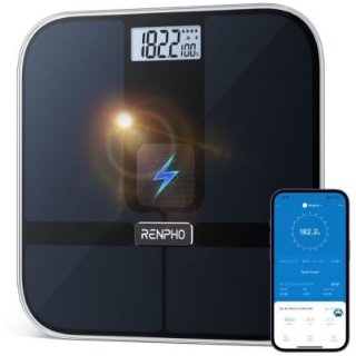 Pametna vaga RENPHO Elis Solar 2, BT, mjeri težinu, indeks tjelesne mase, masno tkivo, mišićnu masu, crna