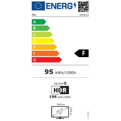 Mini LED TV 65" TCL 65C6K, Smart TV, UHD 4K, DVB-T2/C/S2, HDMI, Wi-Fi, USB, BT, energetski razred F