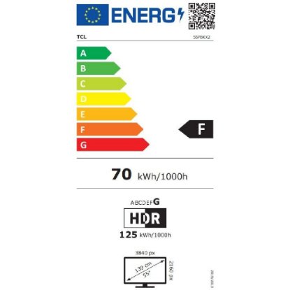 QLED TV 55" TCL 55P8K, Smart TV, UHD 4K, DVB-T2/C/S2, HDMI, Wi-Fi, USB, BT, energetski razred F