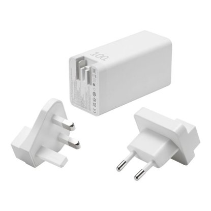 Kućni punjač ASUS AC100-02 GaN, 100W, 2xUSB-C, USB-A, US/EU/UK, bijeli
