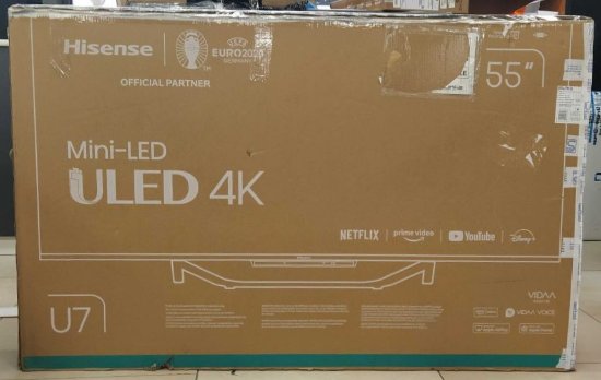 RABLJENI - Mini-LED TV 55" HISENSE 55U7KQ, Smart TV, 4K UHD, 144Hz, DVB-T2/C/S2, HDMI, Wi-Fi, USB, LAN - energetski razred F
