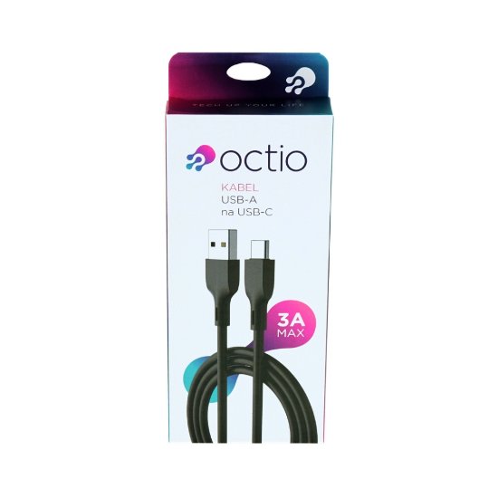 Kabel OCTIO USB-A (M) na USB-C (M), crni, 2m