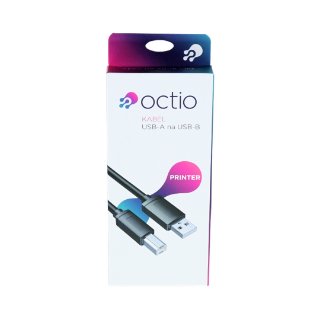 Kabel OCTIO USB-A (M) na USB-B (M), za printer, crni, 1.8m