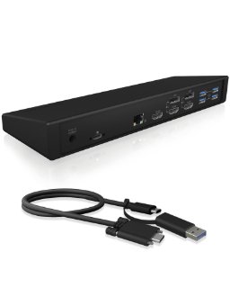 Docking station ICY BOX IB-DK2244AC, USB-C na 2x DP, 2x HDMI, USB-C, 5x USB 3.0 Type-A, G-LAN RJ45, za laptop