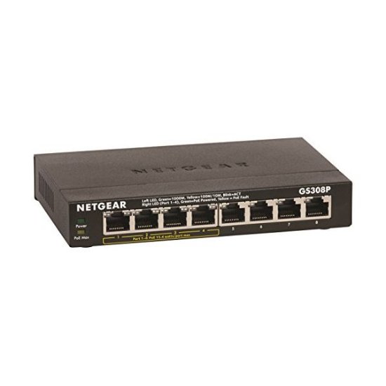 Switch NETGEAR GS308P, Gigabit Switch, 10/100/1000 Mbps, metalno kućište, 4x POE, 8-port