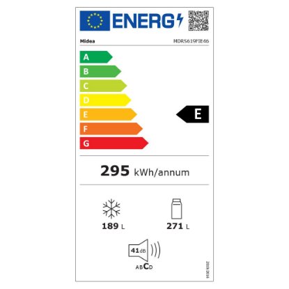 Hladnjak MIDEA MDRS619FIE46, kombinirani, 178 cm, 271/189 l, 2 vrata, energetski razred E, inox