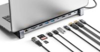 Docking station MANHATTAN 10-in-1 Multiport Hub, USB-C na 2x 4K 60Hz HDMI, 3x USB-A, USB-C PD 100W, USB-C, SD/microSD čitač, Gigabit RJ45