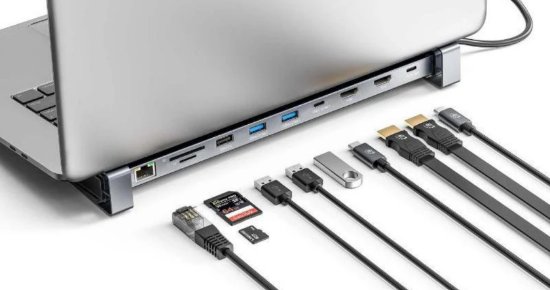 Docking station MANHATTAN 10-in-1 Multiport Hub, USB-C na 2x 4K 60Hz HDMI, 3x USB-A, USB-C PD 100W, USB-C, SD/microSD čitač, Gigabit RJ45