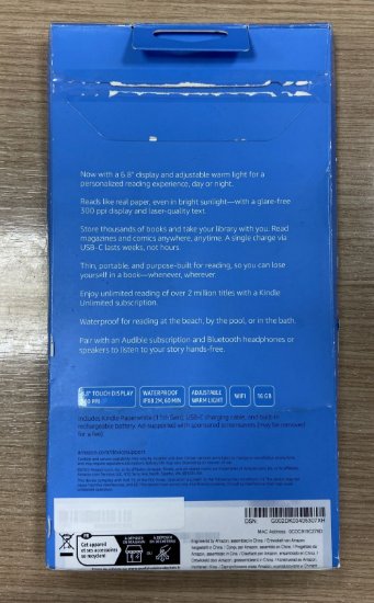 RABLJENI - E-Book Reader AMAZON Kindle Paperwhite 2022, 6.8", 16GB, Bluetooth, crni
