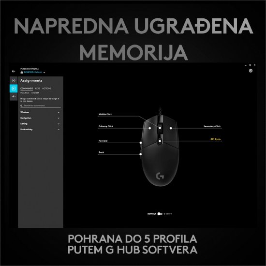Miš LOGITECH Gaming G PRO HERO, 16000dpi, crni, USB