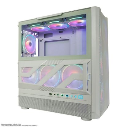 Kućište LC POWER 900W Lumaxx Light ARGB, MIDI, ATX, bijelo, 7 ventilatora, bez napajanja