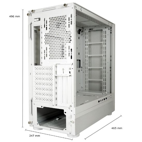 Kućište LC POWER 900W Lumaxx Light ARGB, MIDI, ATX, bijelo, 7 ventilatora, bez napajanja