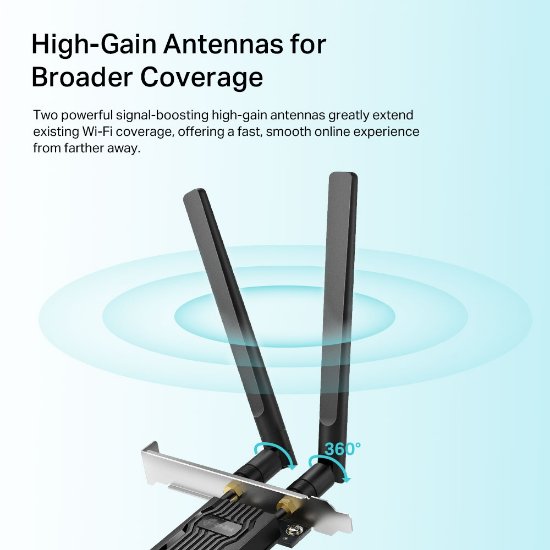 Mrežna kartica adapter TP-LINK Archer TX20E, AX1800, bežični Dual-Band Wi-Fi 6 BT5.2 PCI-E adapter 574Mbps/1201Mbps (2.4GHz/5GHz), 802.11ax/ac/n/a/g/b, 2×antene