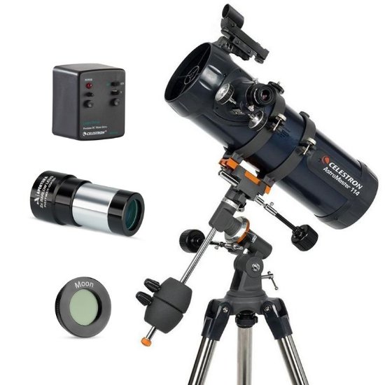 Teleskop CELESTRON AstroMaster 114 EQ Newtonian Reflector sa mjesečevim filterom i adapterom za smartphone