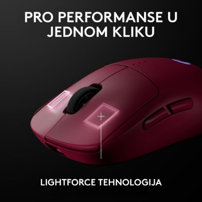 Miš LOGITECH Pro 2 Lightspeed, RGB, optički, bežični, 32000dpi, rozi