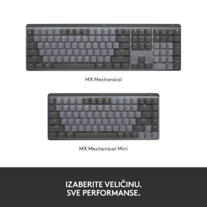 Tipkovnica LOGITECH MX Mechanical Tactile Quiet, bežična, BT, crna