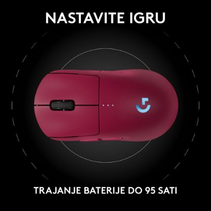 Miš LOGITECH Pro 2 Lightspeed, RGB, optički, bežični, 32000dpi, rozi
