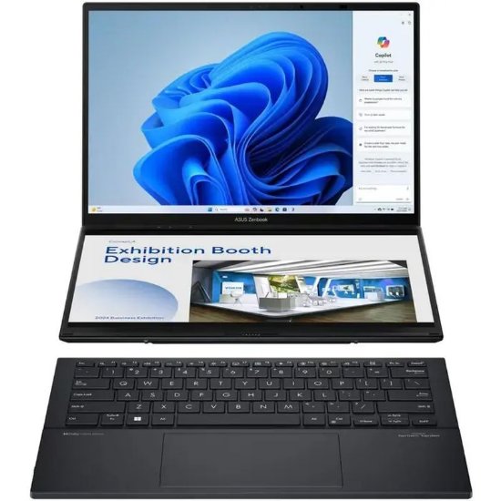 Laptop ASUS Zenbook Duo UX8406CA-PZ042X / Core Ultra 9 285H, 32GB, 2TB SSD, Intel Arc Graphics, 14" 2,8K 120Hz OLED Touch, Windows 11 Pro, sivi