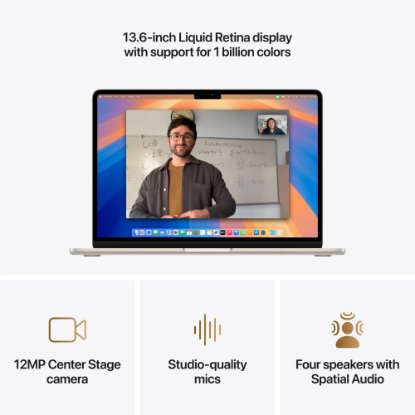 Laptop APPLE MacBook Air mw0y3cr/a / M-Series M4, 16GB, 256GB SSD, Apple 8-Core GPU, 13.6" 2560x1664 IPS, macOS, bež
