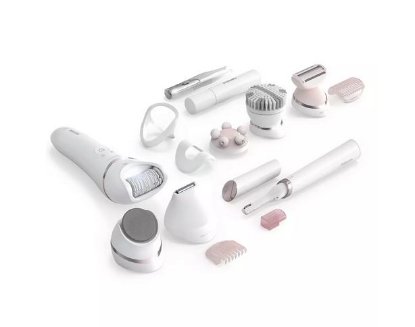 Epilator PHILIPS BRE740/90, bežičan, 12 nastavaka, bijeli
