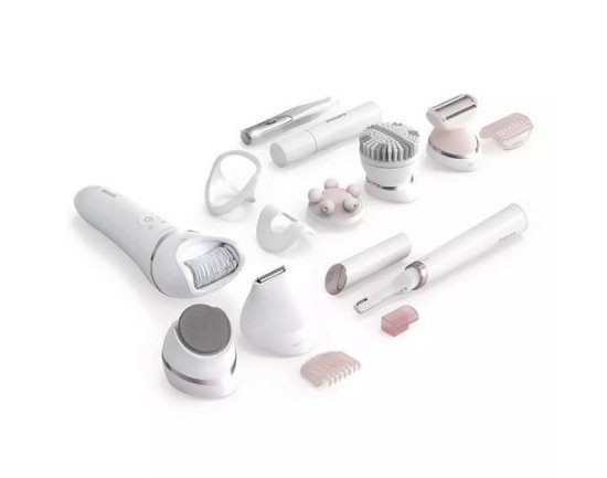 Epilator PHILIPS BRE740/90, bežičan, 12 nastavaka, bijeli