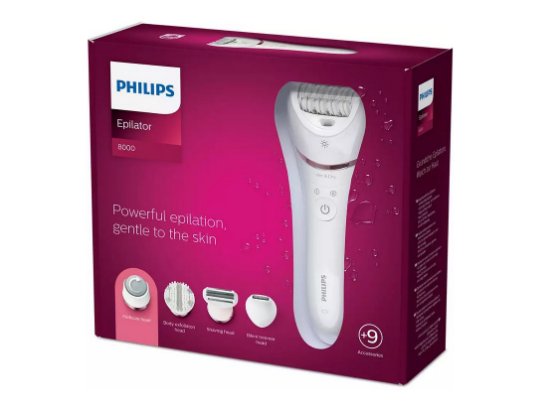 Epilator PHILIPS BRE740/10, za uporabu na mokroj ili suhoj koži, + 9 nastavaka