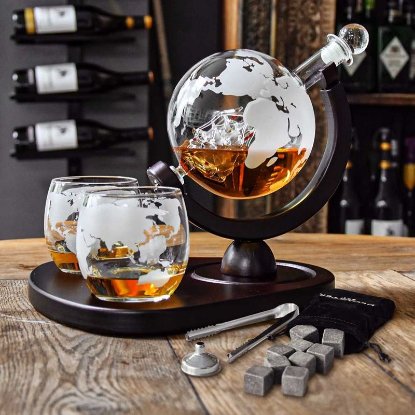 Set za whiskey MIKAMAX Deluxe Globe Decanter Set, sa stalkom