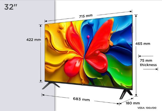 QLED TV 32" TCL 32S4K, DVB-T2/C/S2, HD, Android TV, WiFi, energetski razred F