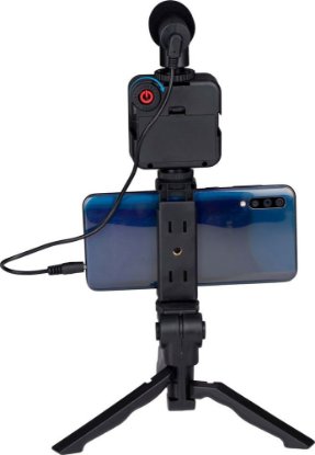 Selfie tripod GRUNDIG Selfie Studio, sa svjetlom i mikrofonom, crni