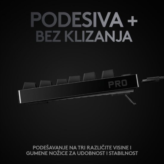 Tipkovnica LOGITECH G Pro TKL, GX Blue, mehanička, RGB, crna, USB