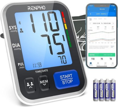 Tlakomjer RENPHO Blood Pressure Monitor, mjerenje krvnog tlaka i pulsa, praćenje rezultata i izrada grafikona