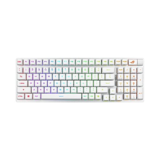 Tipkovnica ASUS ROG Strix Scope II 96, RGB, mehanička, US Layout, bežična, USB, BT, bijela