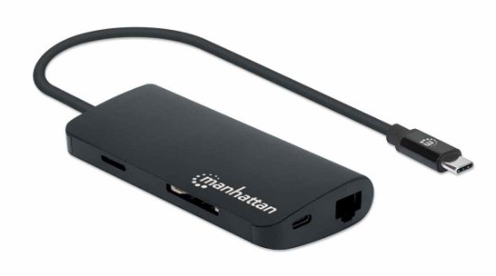 Docking station MANHATTAN, USB-C na HDMI, RJ45, USB-C i 3x USB 3.0, za laptop