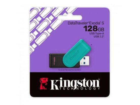 Memorija USB 3.2 FLASH DRIVE, 128GB, KINGSTON DataTraveler Exodia S DTXS/128GB, crno/plava