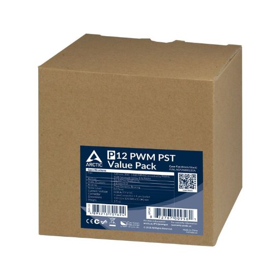 Ventilator ARCTIC P12 PWM PST, 120mm, 1800 okr/min, 5 pack, crni