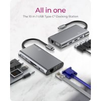 Docking station ICY BOX IB-DK4040-CPD, USB-C na USB-C PD 100W, HDMI, VGA, LAN, 3x USB-A, SD/microSD, audio, crni