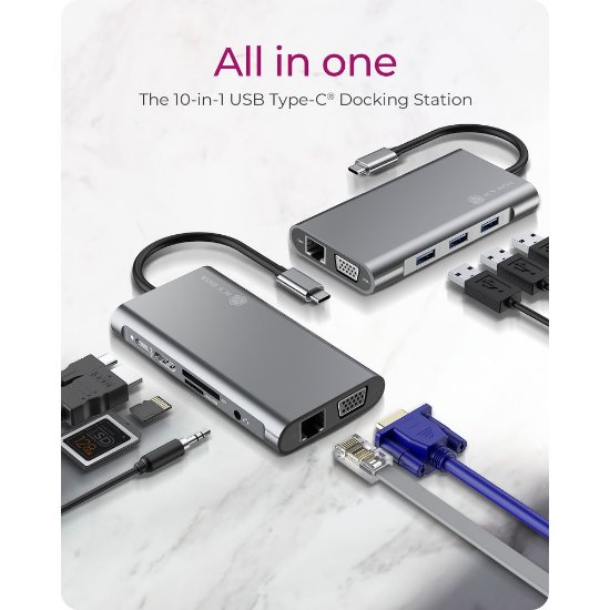 Docking station ICY BOX IB-DK4040-CPD, USB-C na USB-C PD 100W, HDMI, VGA, LAN, 3x USB-A, SD/microSD, audio, crni