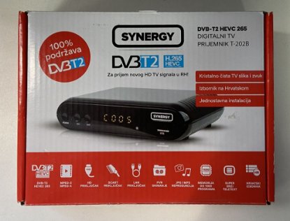 RABLJENI - TV tuner SYNERGY T-202, DVB-T2 HEVC265, SCART, LAN, HDMI, zemaljski, crni