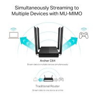 Router TP-LINK Archer C64, AC1200, 802.11a/b/g/n/ac, 4x 10/100/1000 LAN + WAN 10/100/1000, 4 antene, bežični