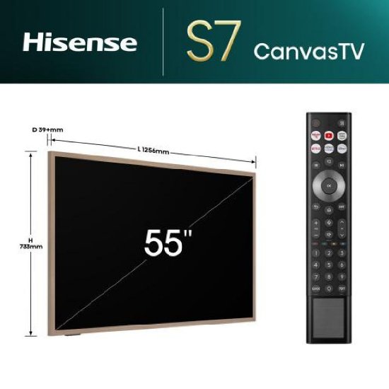 QLED TV 55" HISENSE 55S7NQ, Smart TV, UHD 4K, DVB-T2/C/S2, HDMI, Wi-Fi, USB, BT, energetski razred F