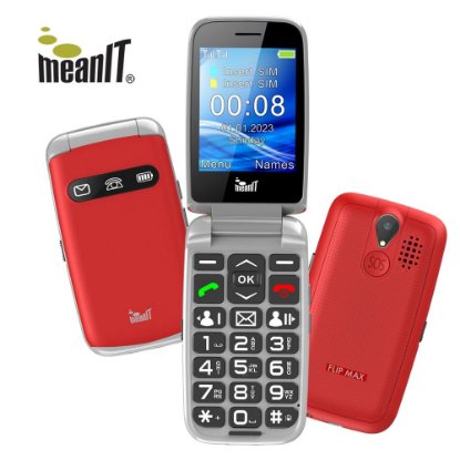 Klasični mobitel MEANIT Senior Flip Max, crveni