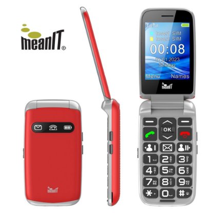 Klasični mobitel MEANIT Senior Flip Max, crveni
